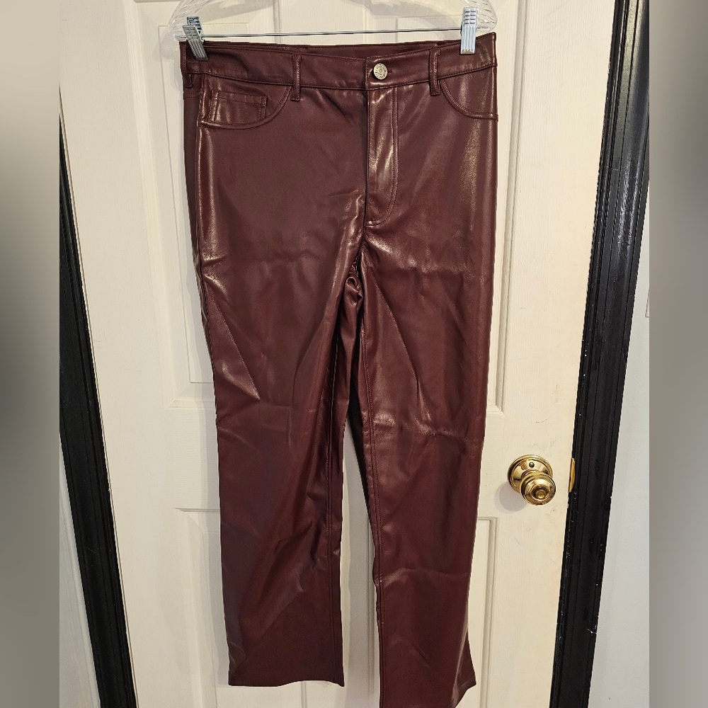 JOIE Faux Leather Pants Black Ankle Length Straight Leg Limited Edition NWT 10